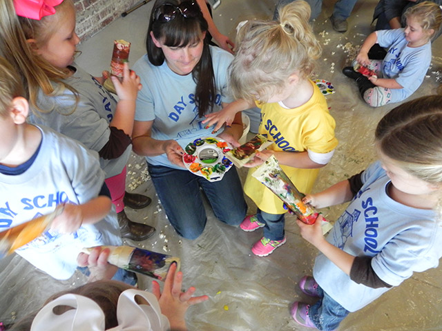 Day school students from a local school made enrichment items for the elephants.